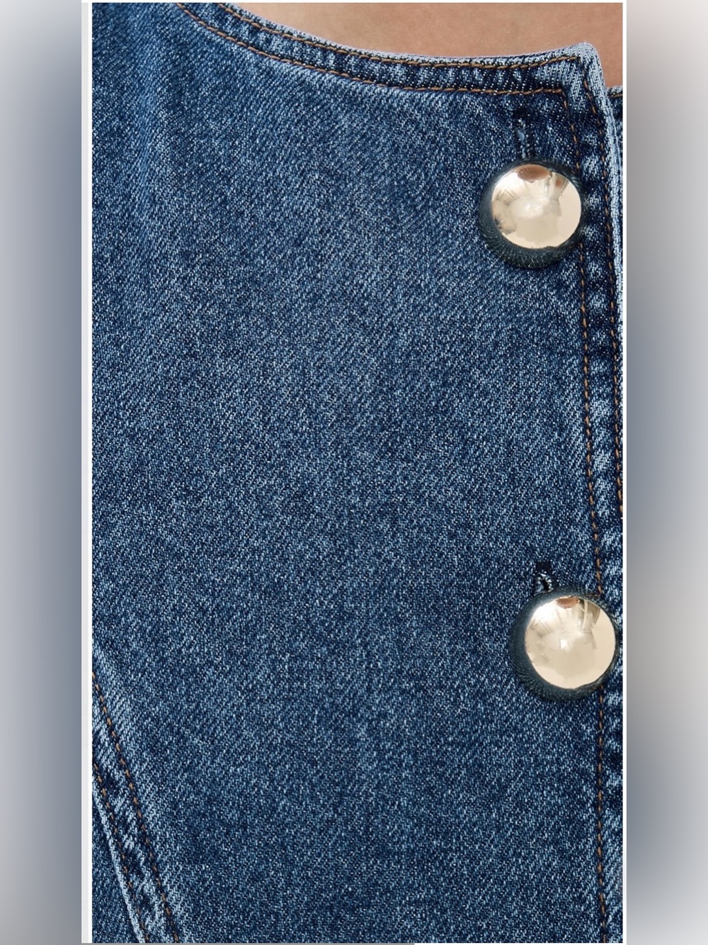 Reformation Dark Blue Denim Button-Front Jeans Ophelia denim Top NWT - Picture 3 of 12